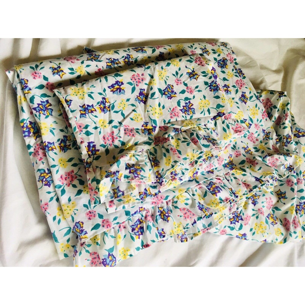 Vintage OSHKOSH B'GOSH Sheet Set Twin Bed Fitted & Flat Floral Made in USA Rare